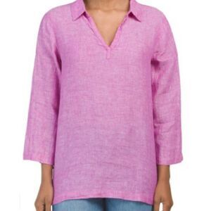 Tahari 100% Linen Pink Tunic Size M